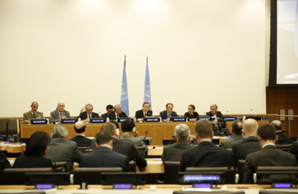 Secretary-General Ban Ki Moon and President Michel Sleiman open inaugural meeting of the International Support Group for Lebanon at UNHQ (25 September 2013)